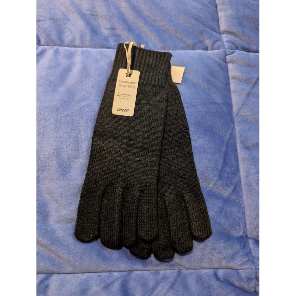 Aerie Touchpoint Gloves Black‎ Knit One Size